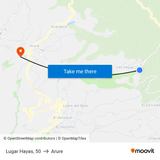 Lugar Hayas, 50 to Arure map