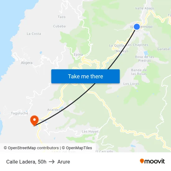 Calle Ladera, 50h to Arure map