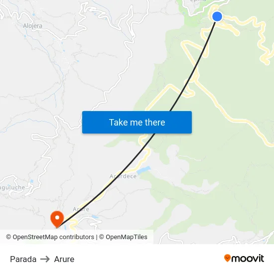 Parada to Arure map