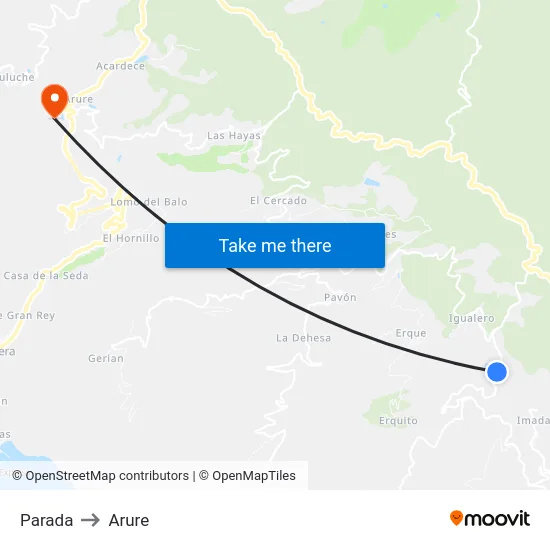 Parada to Arure map