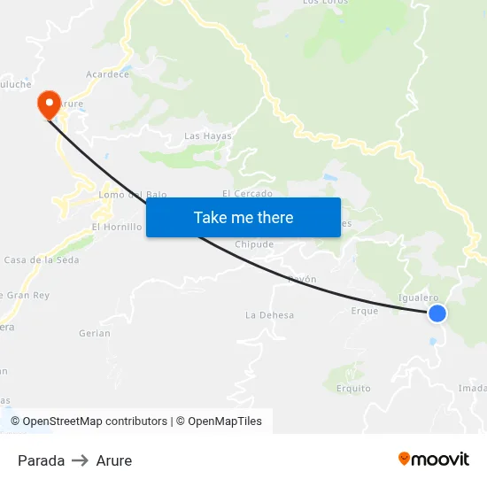 Parada to Arure map