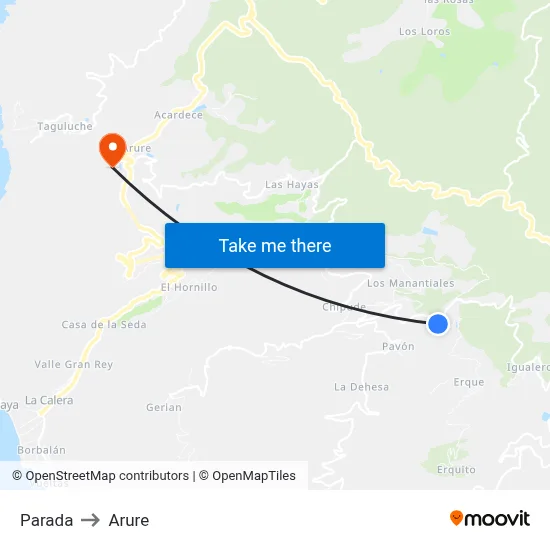 Parada to Arure map