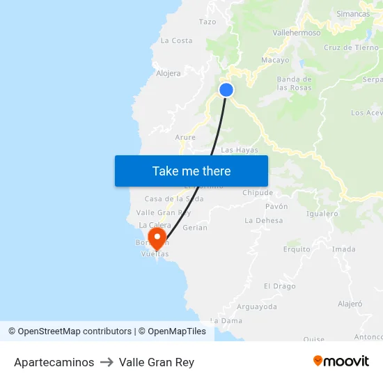 Apartecaminos to Valle Gran Rey map