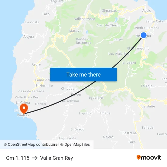 Gm-1, 115 to Valle Gran Rey map