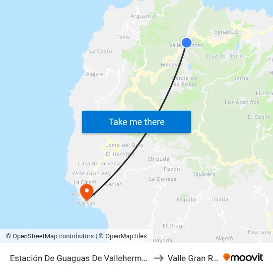 Estación De Guaguas De Vallehermoso to Valle Gran Rey map