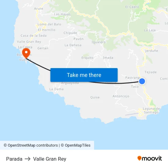 Parada to Valle Gran Rey map