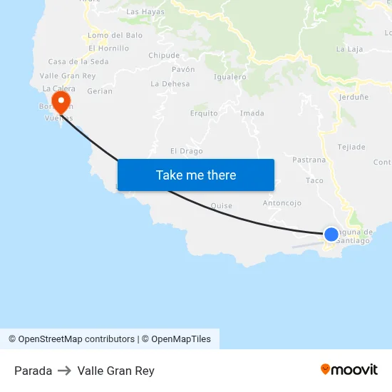 Parada to Valle Gran Rey map