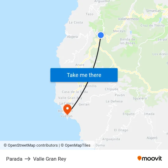 Parada to Valle Gran Rey map