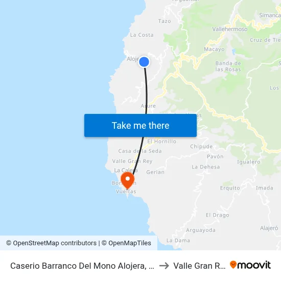 Caserio Barranco Del Mono Alojera, 204 to Valle Gran Rey map
