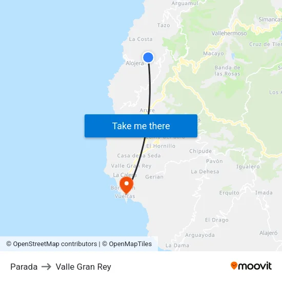 Parada to Valle Gran Rey map
