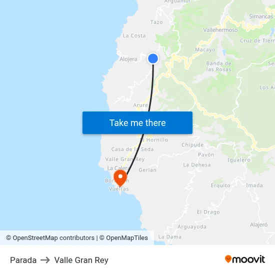 Parada to Valle Gran Rey map