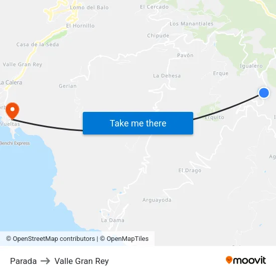 Parada to Valle Gran Rey map