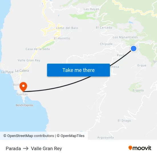 Parada to Valle Gran Rey map