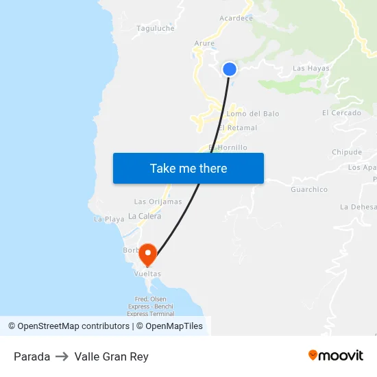 Parada to Valle Gran Rey map