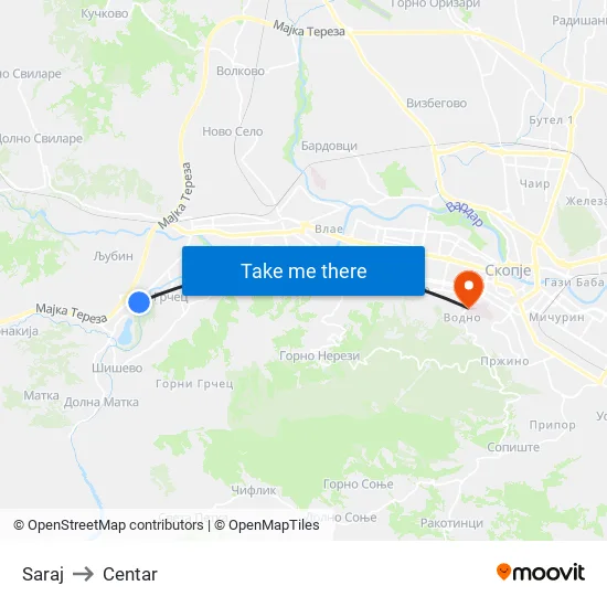 Saraj to Centar map