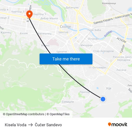 Kisela Voda to Kisela Voda map