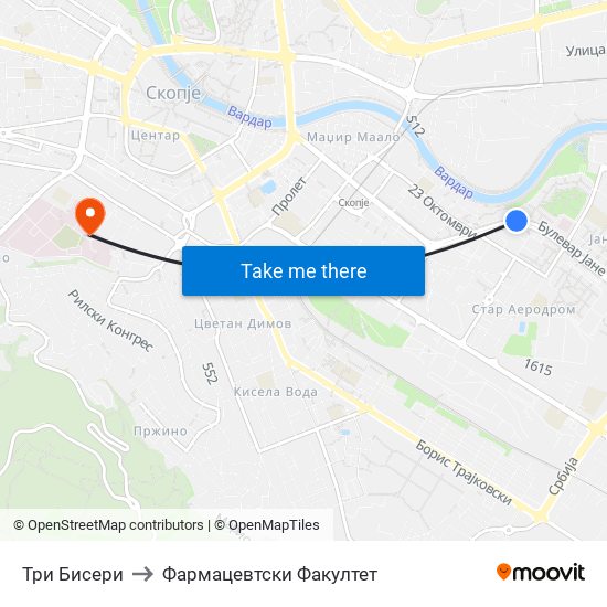 Три Бисери to Фармацевтски Факултет map