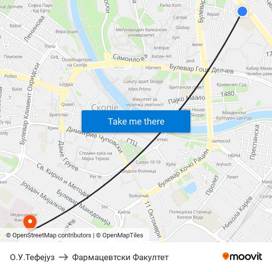 О.У.Тефејуз to Фармацевтски Факултет map