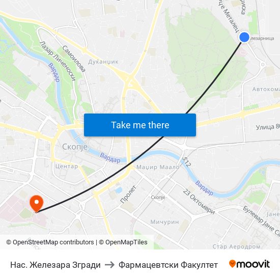 Нас. Железара Згради to Фармацевтски Факултет map