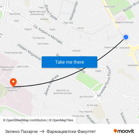 Зелено Пазарче to Фармацевтски Факултет map