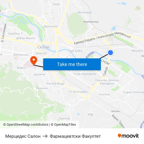 Мерцедес Салон to Фармацевтски Факултет map