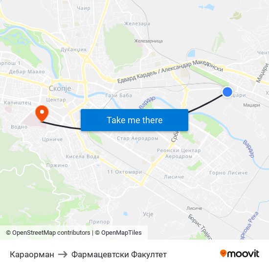 Караорман to Фармацевтски Факултет map