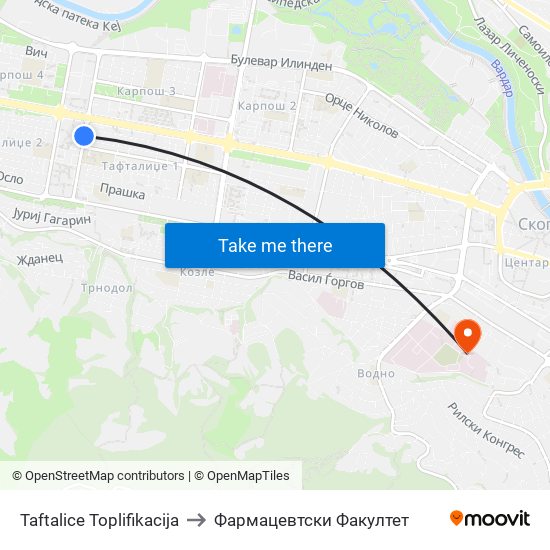 Taftalice Toplifikacija to Фармацевтски Факултет map