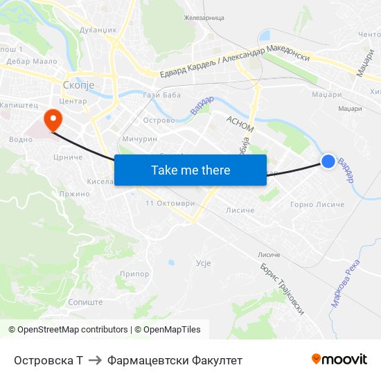 Островска Т to Фармацевтски Факултет map