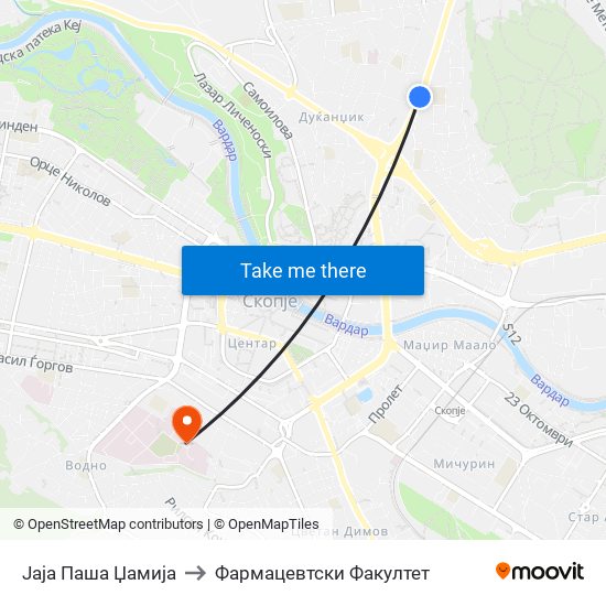 Јаја Паша Џамија to Фармацевтски Факултет map
