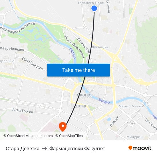 Стара Деветка to Фармацевтски Факултет map