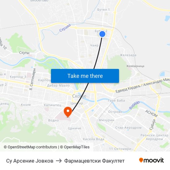 Су Арсение Јовков to Фармацевтски Факултет map