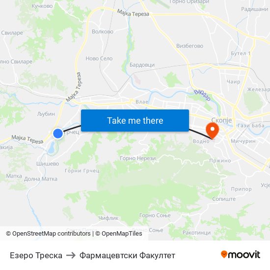 Езеро Треска to Фармацевтски Факултет map