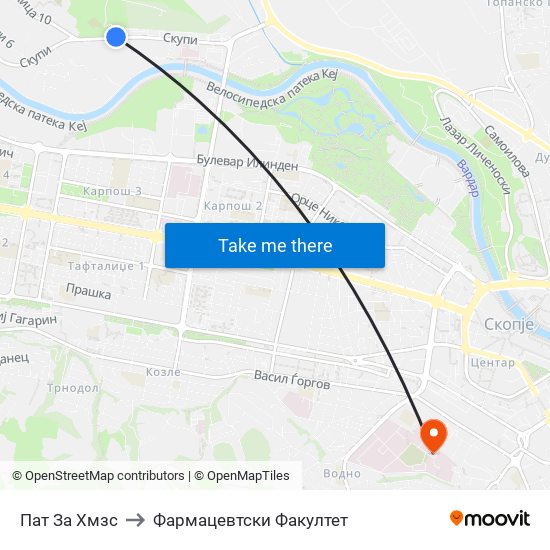 Пат За Хмзс to Фармацевтски Факултет map