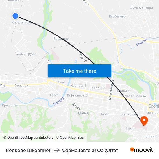 Волково Шкорпион to Фармацевтски Факултет map