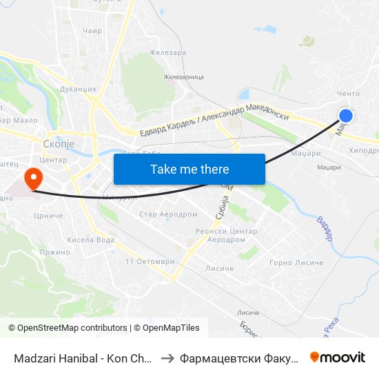 Madzari Hanibal - Kon Chento to Фармацевтски Факултет map