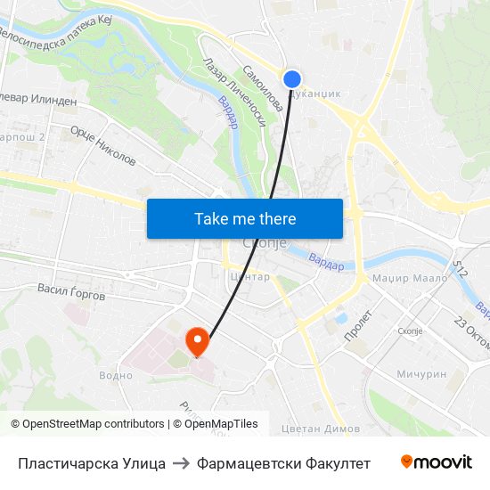 Пластичарска Улица to Фармацевтски Факултет map
