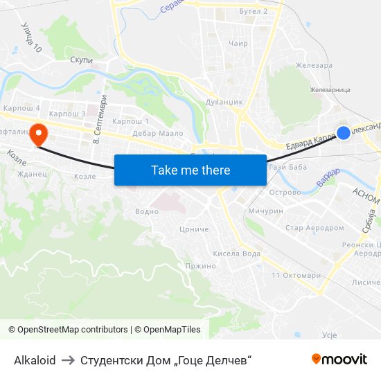 Alkaloid to Студентски Дом „Гоце Делчев“ map