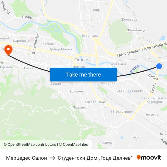 Мерцедес Салон to Студентски Дом „Гоце Делчев“ map