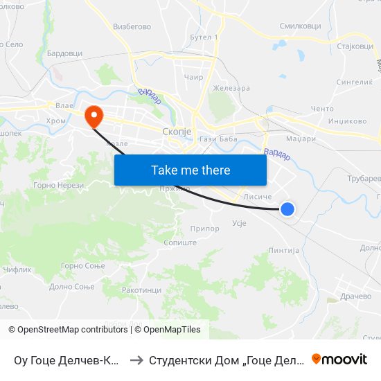 Оу Гоце Делчев-Кон Т to Студентски Дом „Гоце Делчев“ map