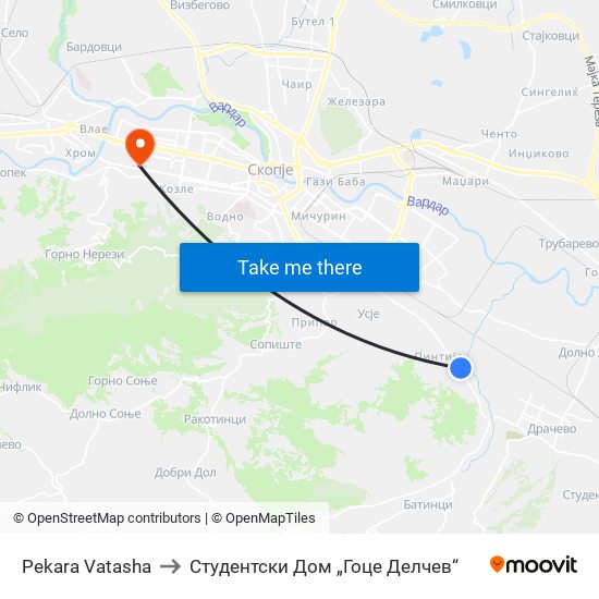 Pekara Vatasha to Студентски Дом „Гоце Делчев“ map