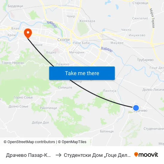 Драчево Пазар-Кон Т to Студентски Дом „Гоце Делчев“ map