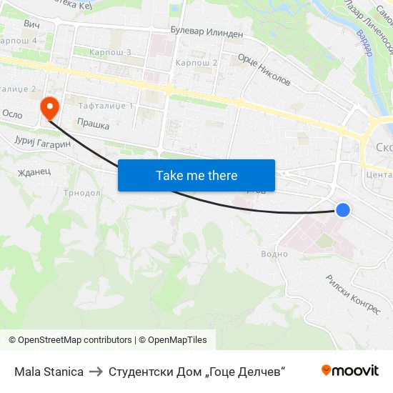 Mala Stanica to Студентски Дом „Гоце Делчев“ map