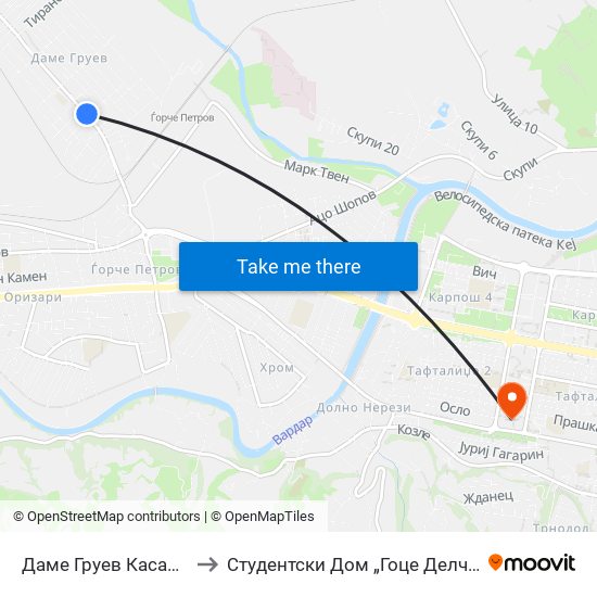 Даме Груев Касарна to Студентски Дом „Гоце Делчев“ map