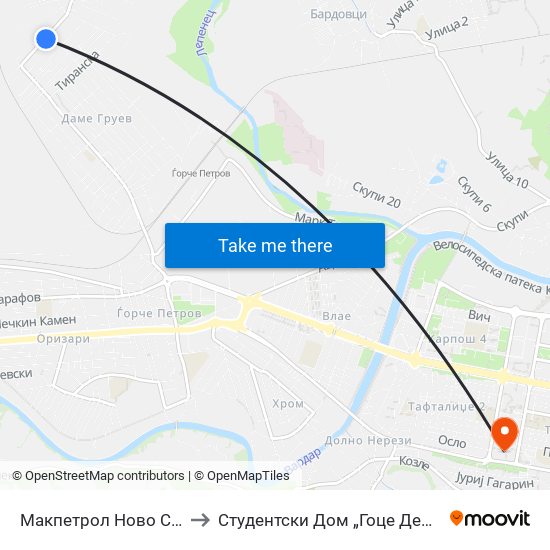 Макпетрол Ново Село to Студентски Дом „Гоце Делчев“ map