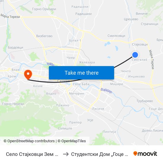 Село Стајковци Зем Промет to Студентски Дом „Гоце Делчев“ map