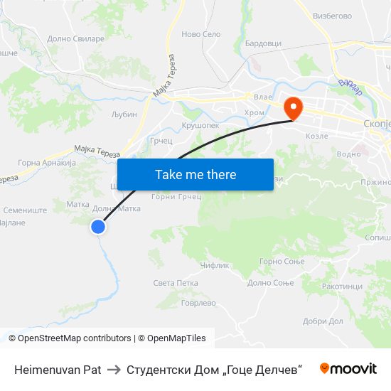 Нeimenuvan Pat to Студентски Дом „Гоце Делчев“ map