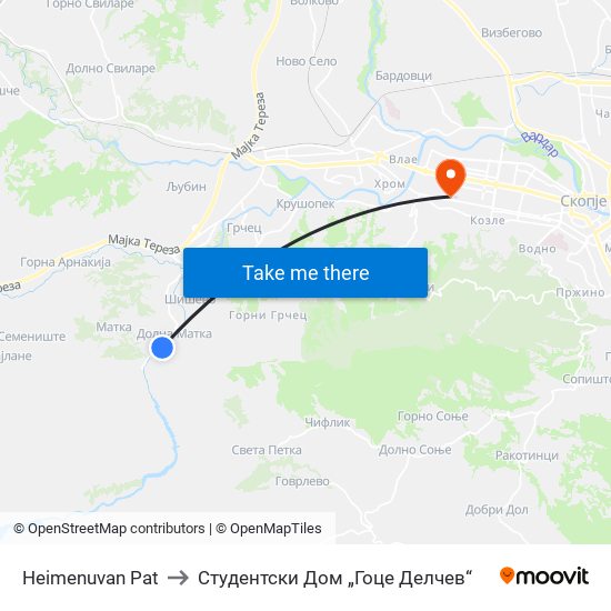 Нeimenuvan Pat to Студентски Дом „Гоце Делчев“ map