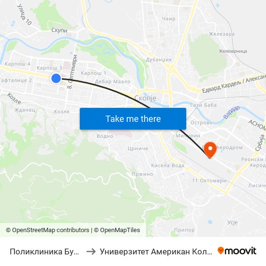 Поликлиника Букурешт to Универзитет Американ Колеџ Скопје map