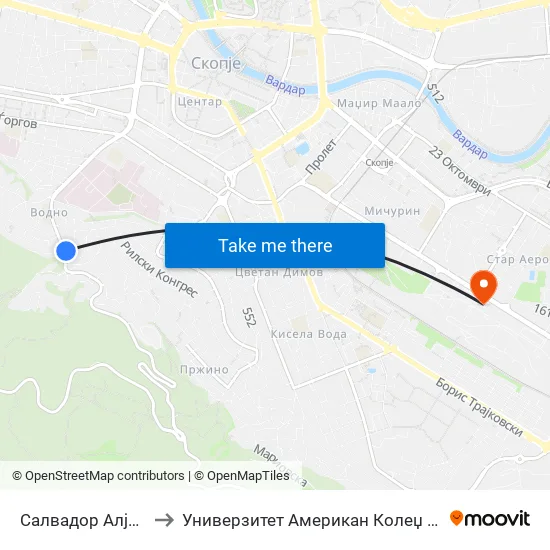 Салвадор Алјенде to Универзитет Американ Колеџ Скопје map