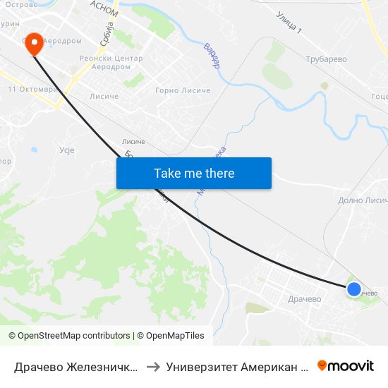 Драчево Железничка Станица Т to Универзитет Американ Колеџ Скопје map